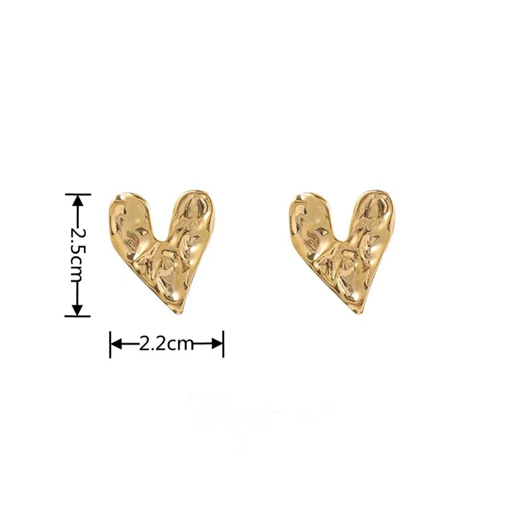 Boucles d\'oreilles convexes concaves en alliage, cadeau pour femmes, couleur or, clou d\'oreille, cœur, bijoux à la mode