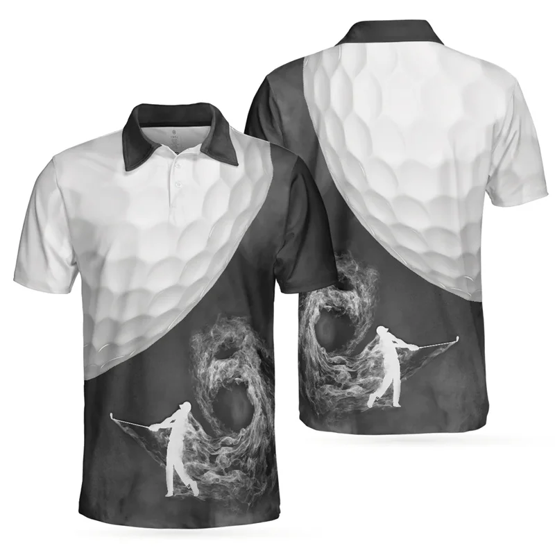 Harajuku Golf 3D Polo Shirt For Men Clothes Hot Sale Short Sleeves Tops Lapel Tee Shirts Summer Cool Streetwear Button T-shirts