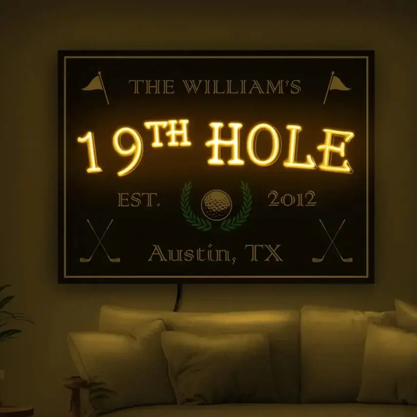 19th Hole Sign Custom Golf Neon Sign Golf Led Sign Golf Club Neon Sign Golf Name Sign Golf Lover Gift Golf Club Decor Golf Wall
