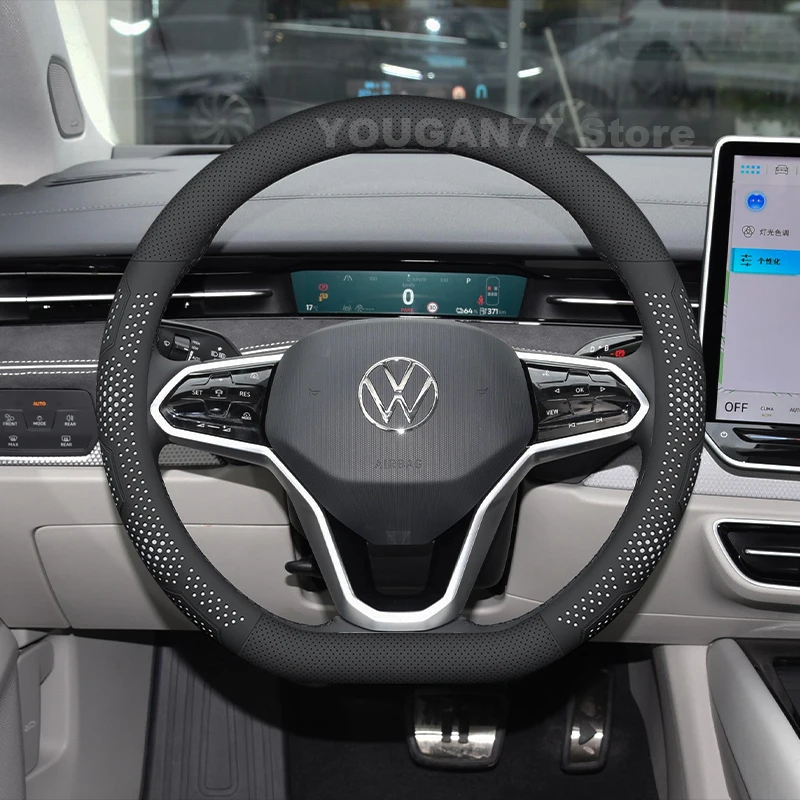 

Leather Car Steering Wheel Cover For Volkswagen ID7 2025 2023-2024 wear-resistant Auto Steering Wheel Volkswagen id7 Accessories