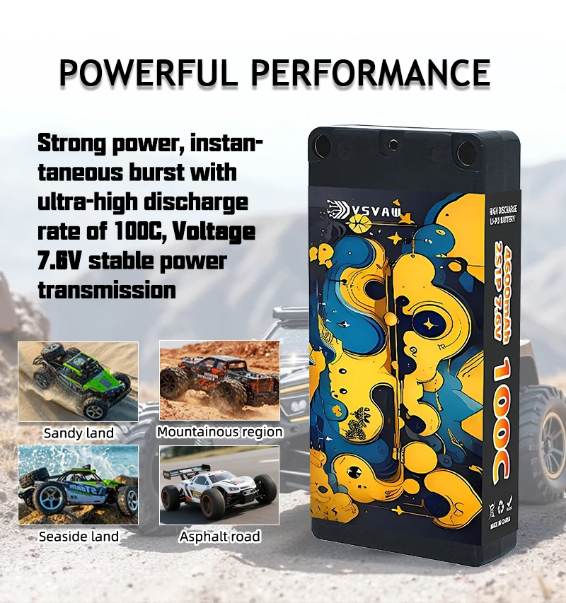 VSVAW 2S 7.6V HV 리포 배터리 4600mAh 100C 하드 케이스 XT60 플러그 포함 RC 자동차 보트 트럭 탱크 차량 트러기 버기 익스팬드 랠리용