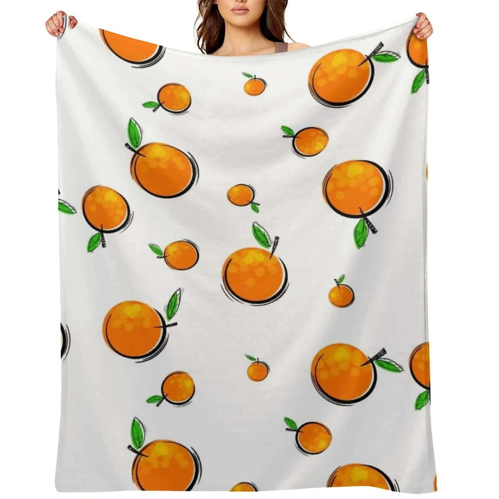 

Citrus Throw Blanket For Sofa Thin Flannel Sofa Quilt Retros Blankets