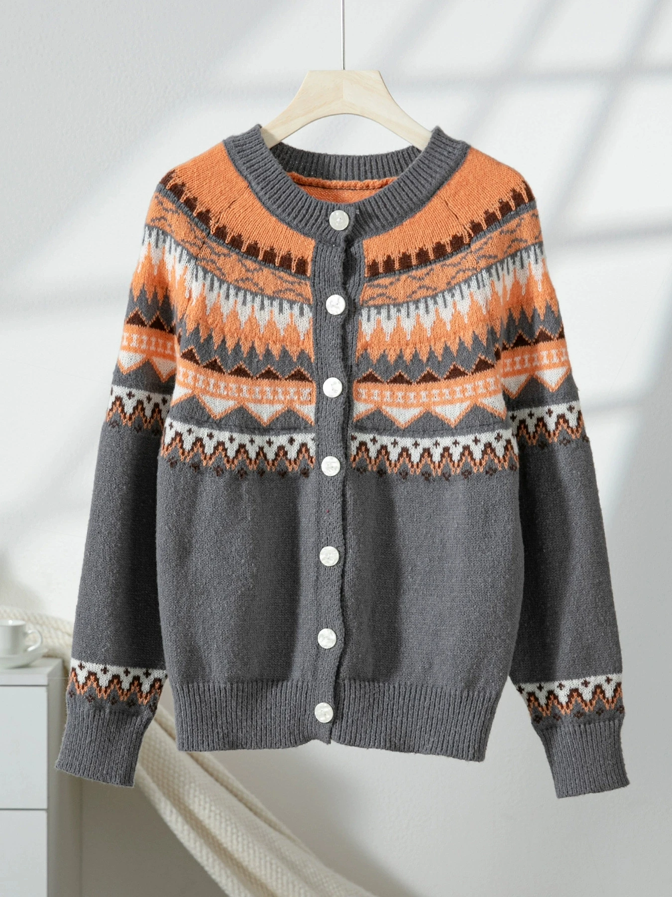 

Осенне-зимний новый свитер Fel Island, женский однобортный вязаный кардиган контрастного цвета с длинными рукавами