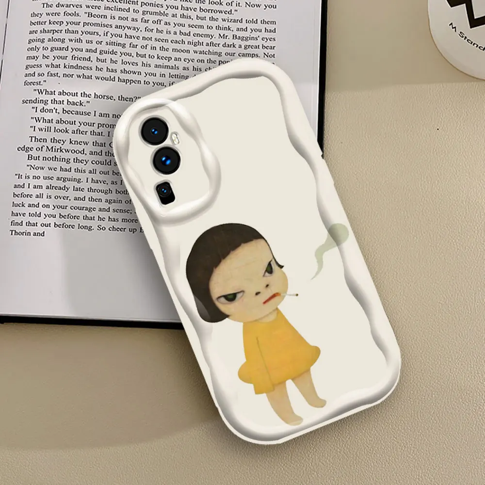 Yoshitomo Nara Art Illustration Phone Case For OPPO Reno 11 11F 8 8T 7 7Z 6 5 5F 4 Pro A17 A16 A16S A54S A15S A15 3D Wave Cover