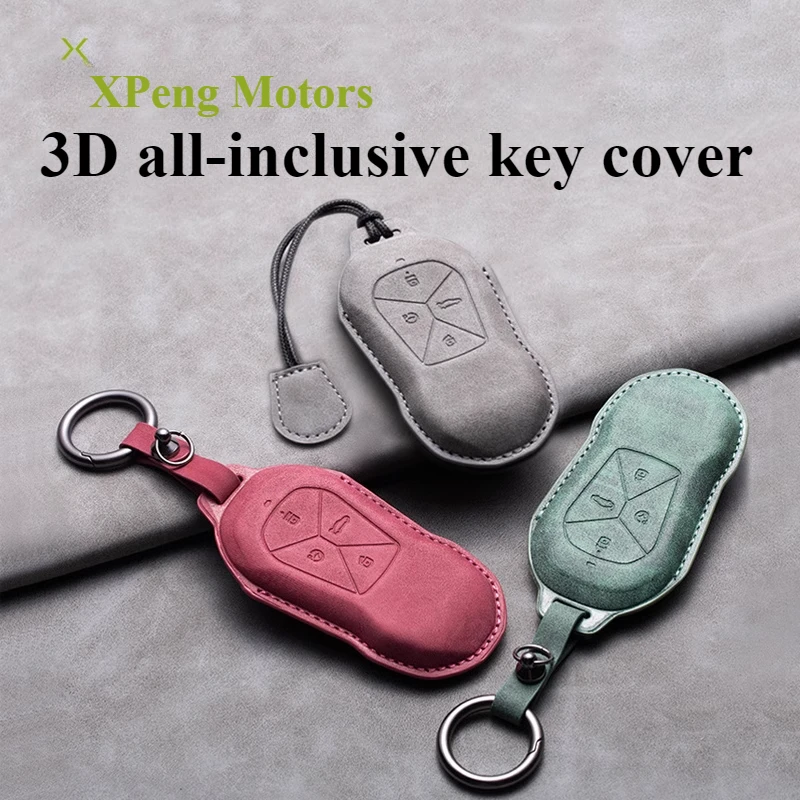 

For XPENG G6/G9 Key Fob Cover, Premium Suede Leather Key Holder Case with Anti-Slip Clip for 2023-2024 Models