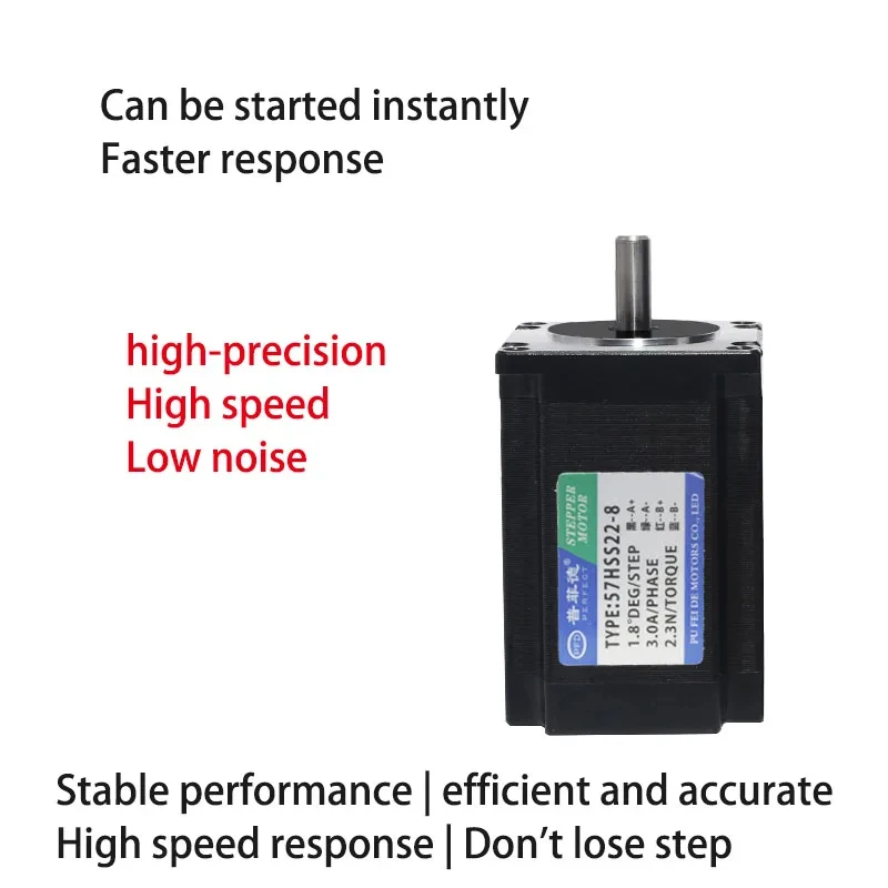 Nema 23 Stepper Motor Torque 2.3N.M Shaft Diameter 8mm Single Output Shaft Step Angle 1.8 ° Durable Motor 57HS22-8