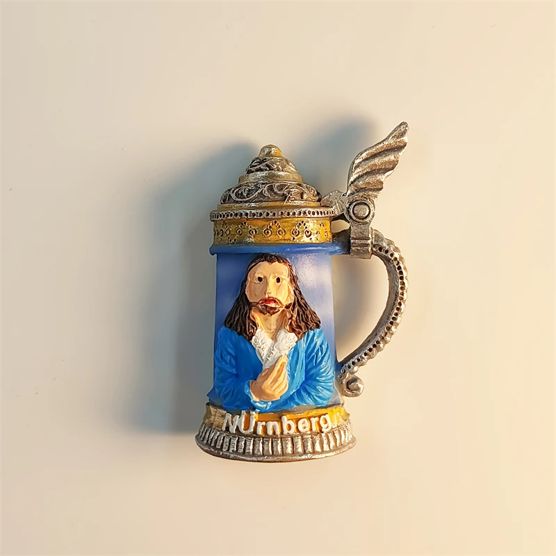 Deutschland, Bayern, Nürmberg, Wasserkocher, 3D stereo skopisch, Tourismus Souvenirs, Harz Malerei, Dekoration nach Hause, Kühlschrank Magnete
