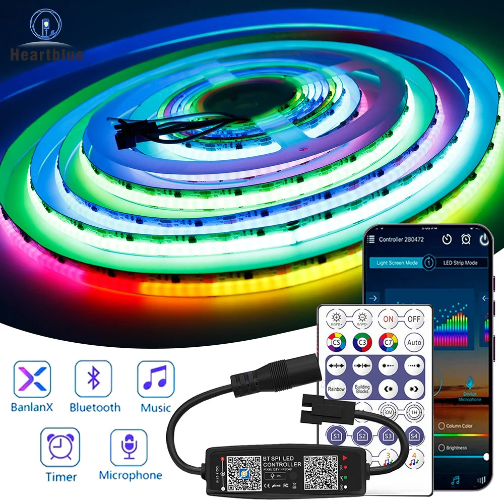 5 فولت WS2811 RGB COB قطاع وحدة تحكم USB بلوتوث الذكية APP التحكم 720 المصابيح الصوت المنشط أوضاع الموسيقى تشغيل/تأثير الشلال #1