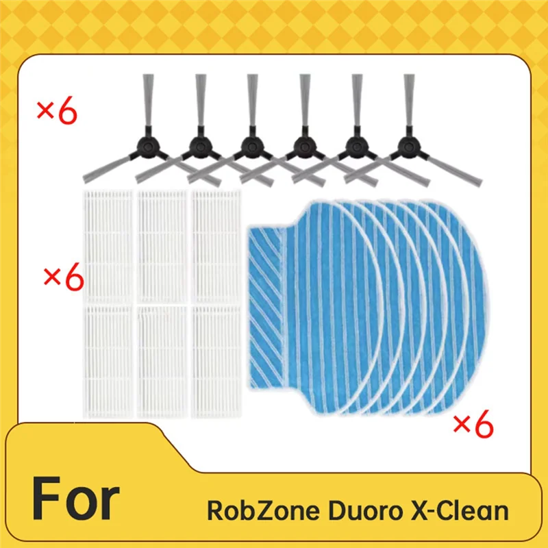 A91P Accessories Set 18 Pcs For Robzone Duoro X-Clean Sweeping Machine Includes Side Brush Mop Filter