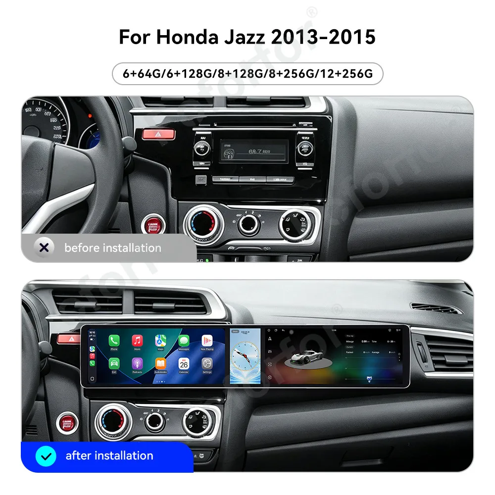 Car Accessories CarPlay Car Radio For Honda Jazz 2013-2015 Dual 12.3