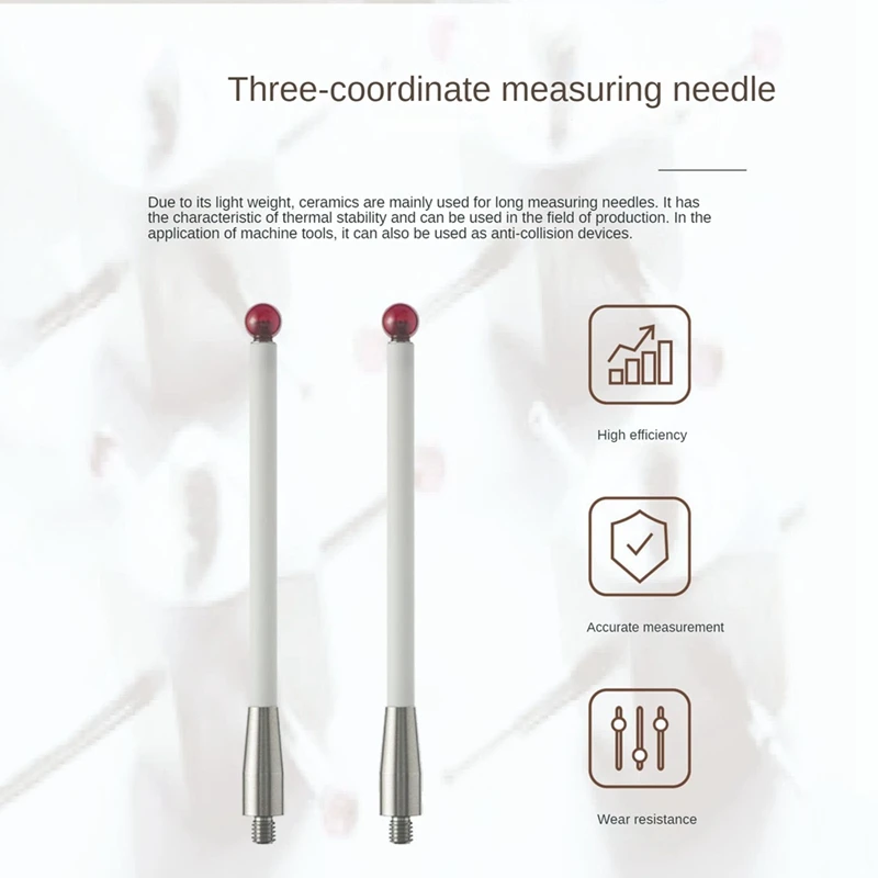 2Pcs CMM Probe Stylus 6Mm Ball Tip CMM Contact Probes Ceramic Shafts Probe Testing Parts For Renishaw A-5000-3709