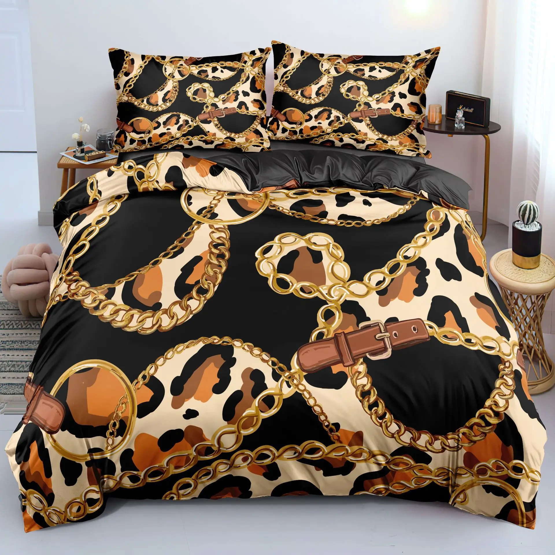 2/3pcs bedding set Digital Print Comfortable Duvet Cover for Home Bedroom Decoration, 1 Duvet Cover and 2pillowcase with Zippers