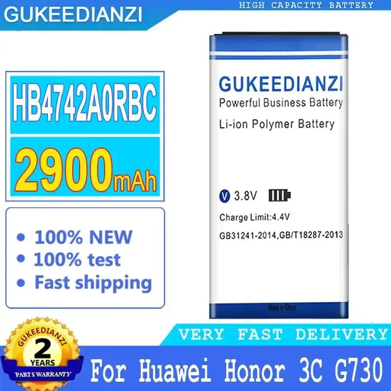 Batería de teléfono móvil HB4742A0RBC HB4742A0RBW 2900mAh para Huawei Honor 3C G730 G740 H30-T00 H30-T10 H30-U10 H30