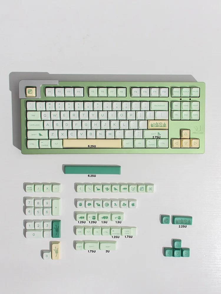 Imagem -02 - Teclado Mecânico Botânico Keycaps Xda Verde 142 Teclas Pbt Tintura Sublimação Gk61 Anne Pro Jogo de Varmilo