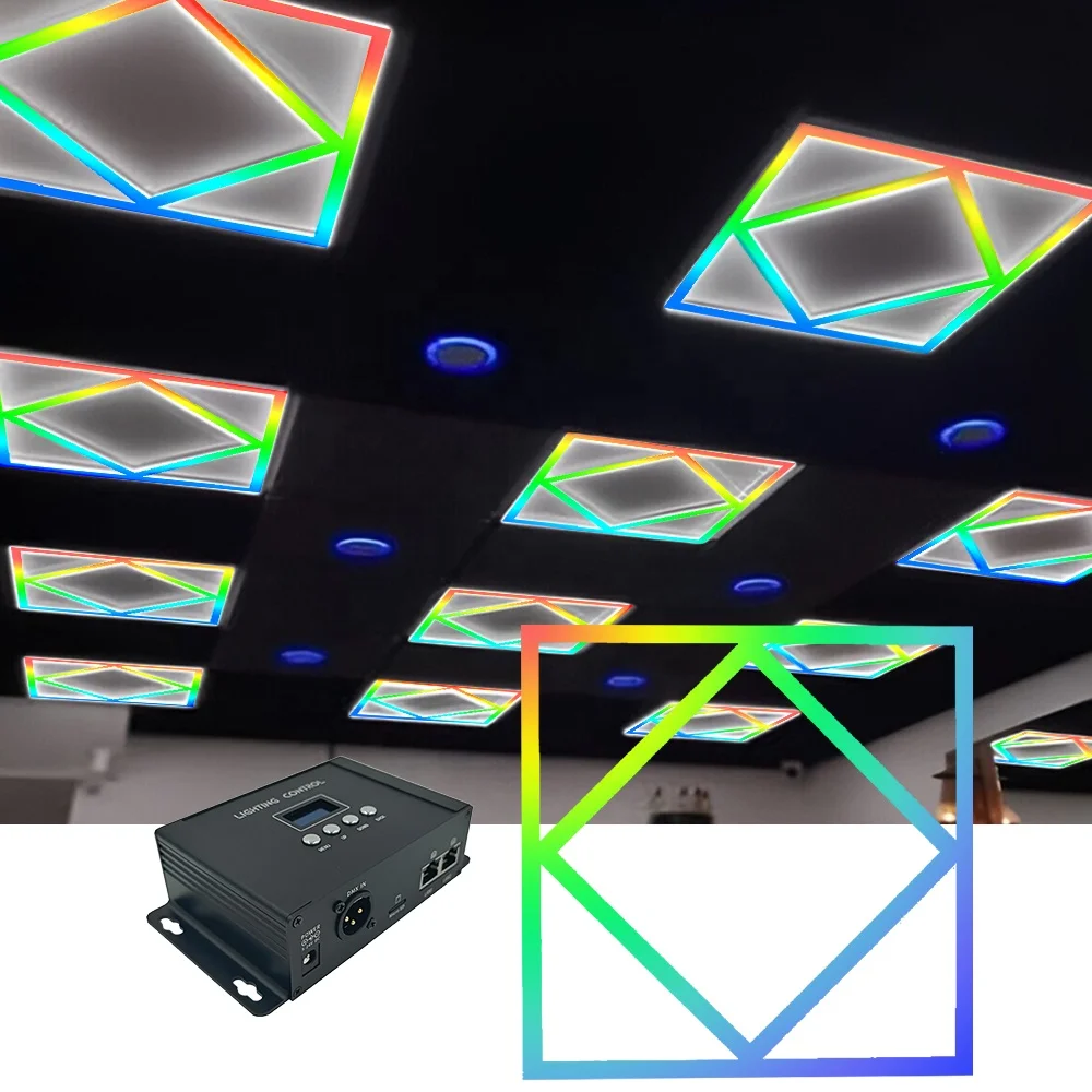 

3*3ft RGBW Ceiling Light Fixture With Via DMX Control 3000K-6500K Dimmable LED Flat Lamp RGB Color Changing Recessed Panel Light