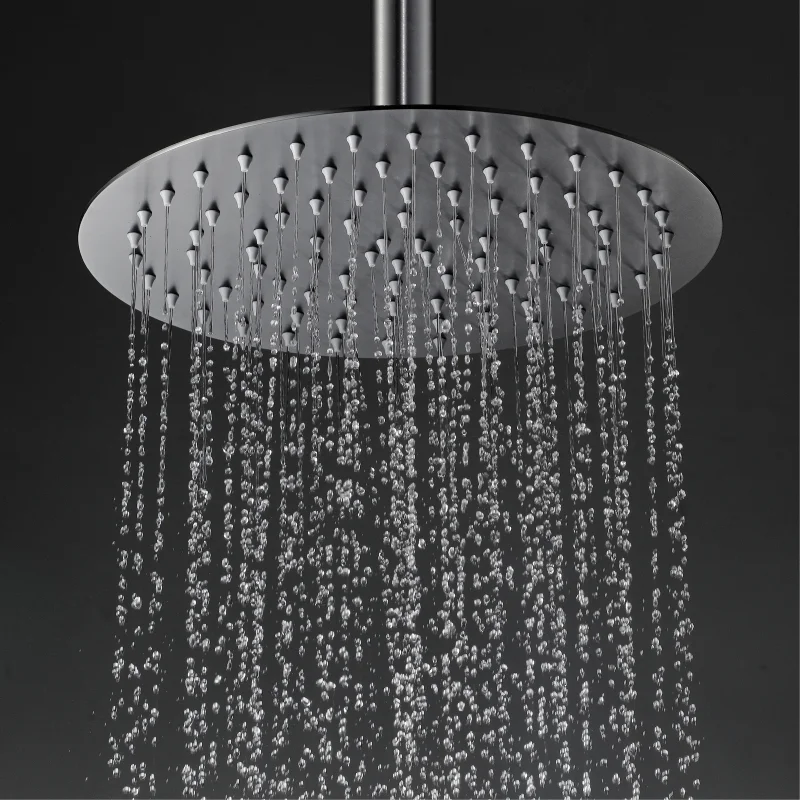 

Round Stainless Steel Gunmetal Bathroom Ceiling Mounted shower Head Gun grey Rain 8-16" Shower Without Arm