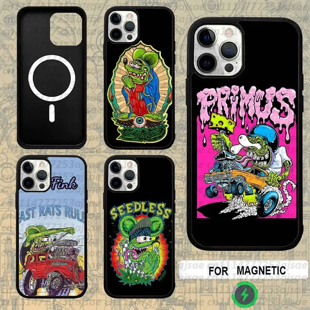 R-Rat Fink Car Art For Magsafe Wireless Charger Case For iPhone 18,15,16,17,13,14,11,12,Pro,Max,Plus,E,Air,Mini Protection