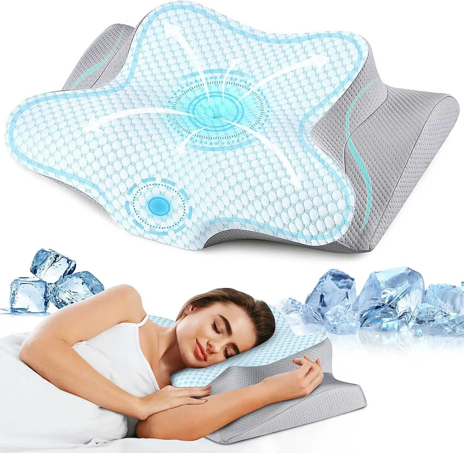 Cervical Pillow for Neck Pain Relief, Ergonomic Neck Pillow for Sleeping, Contour Side Sleeper Pillow for Neck Support, Orthoped