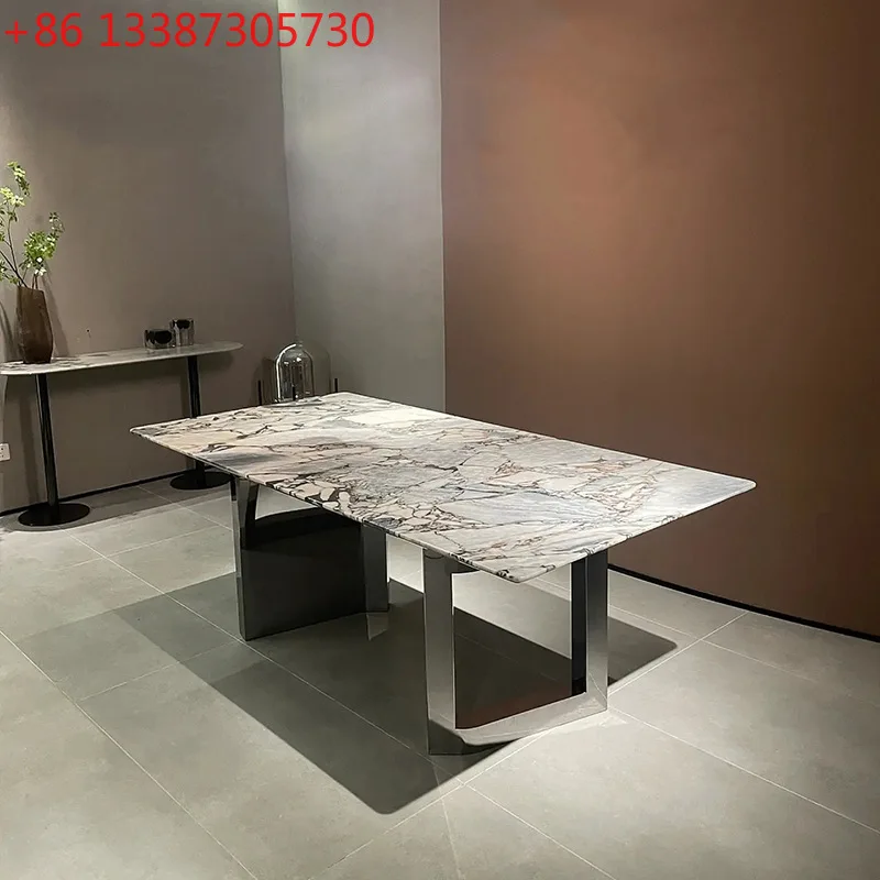 

Обеденный стол из натурального мрамора, прямоугольный, роскошный, из камня.