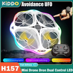 H157 Mini Drone Dron Dual Control Quadcopter Cool LED Pocket UFO Small Gesture Remote Control Aircraft Plane Obstacle Avoidance