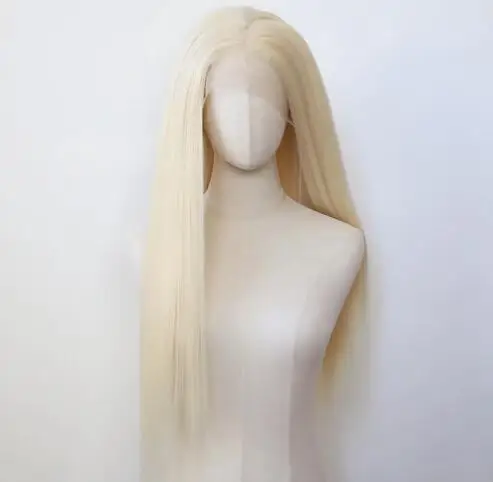 Blonde Yaki Straight Synthetic Lace Front Wig Long Kinky Straight Lace Front Synthetic Wig Pre Plucked Natural Hairline