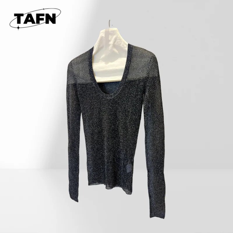 قميص نسائي غير متماثل موضة فضفاضة تناسب بلوزة نسائية أنيقة قميص شيفون دانتيل تفاصيل بلوزة قميص ClassicAH1633