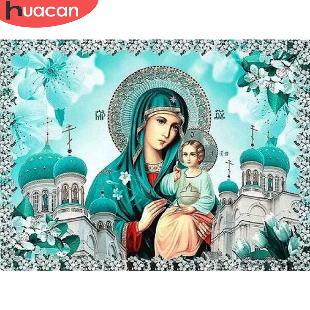 HUACAN 5D لتقوم بها بنفسك الماس اللوحة مريم العذراء أيقونة الماس التطريز الدين كامل مربع/الجولة فسيفساء المسيحية ديكور المنزل