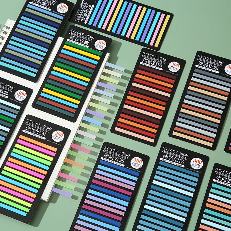 300 Sheets Rainbow Color Index Memo Pad Sticky Notes Paper Sticker Notepad Bookmark School Supplies Kawaii Stationery