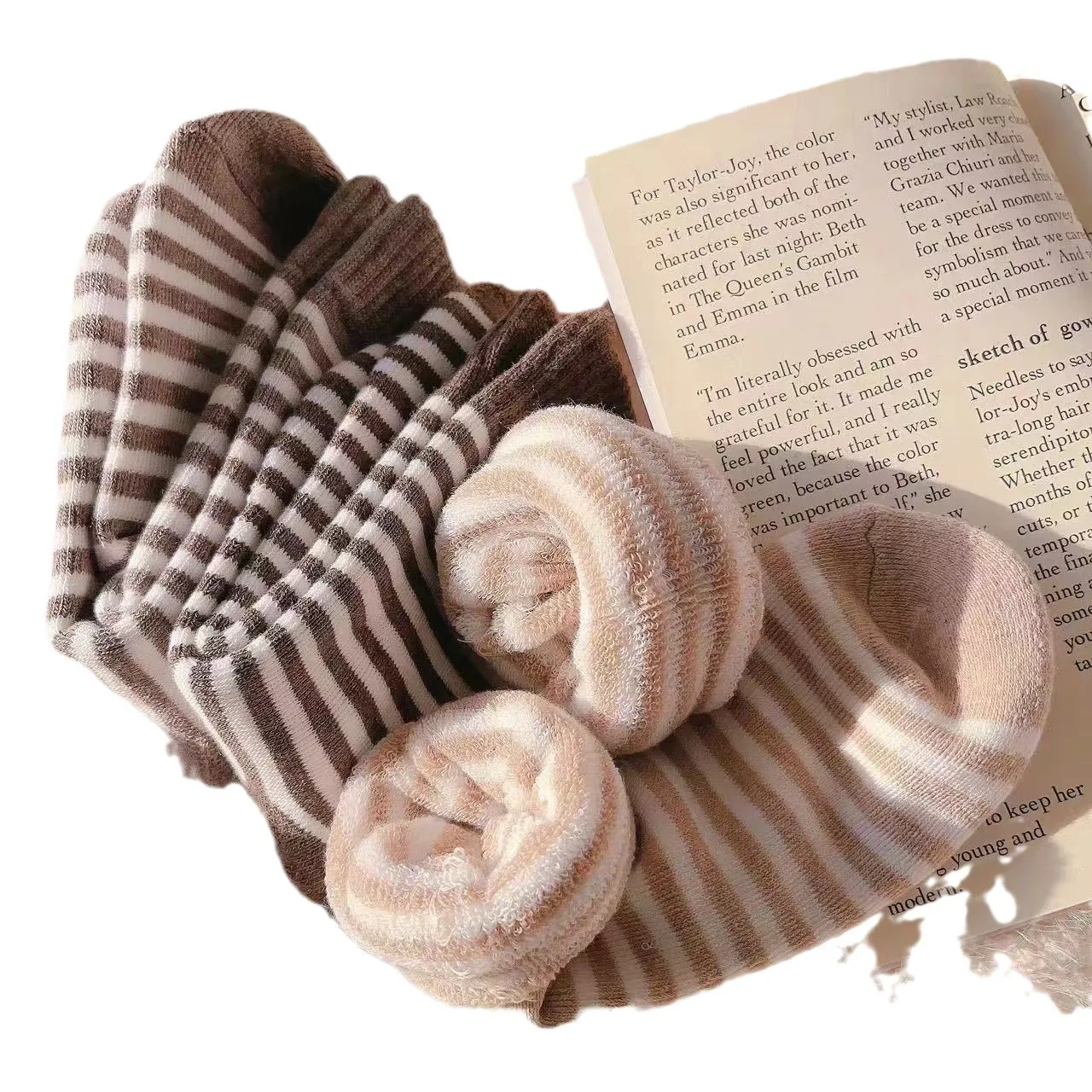 5 أزواج من الجوارب الحرارية للأطفال مبطنة بالصوف، جوارب شتوية سميكة متوسطة الساق مخططة للجنسين للأطفال الصغار