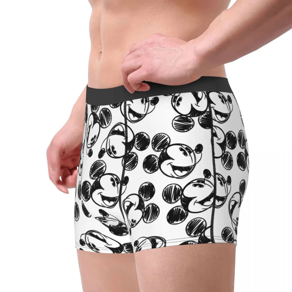 Mickey Mouse Head Men Underwear Boxer Briefs Shorts Panties Funny Soft Underpants for Male Plus Size