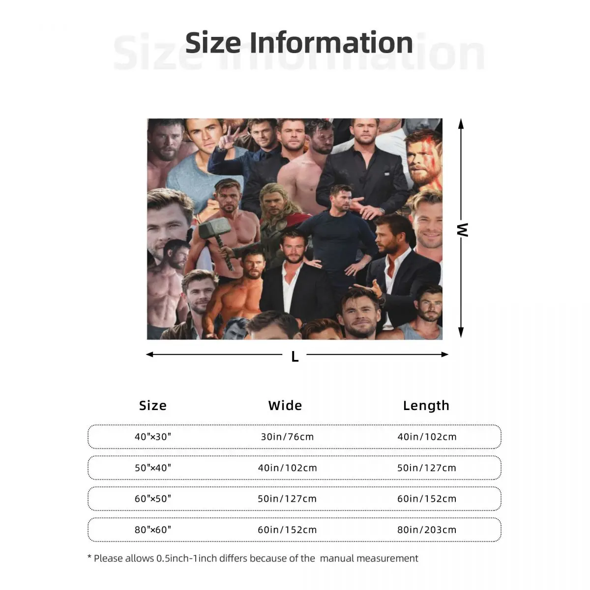 كريس هيمسورث كولاج رمي بطانية المعزي هدايا عيد الميلاد بطانيات نزهة فروي #6