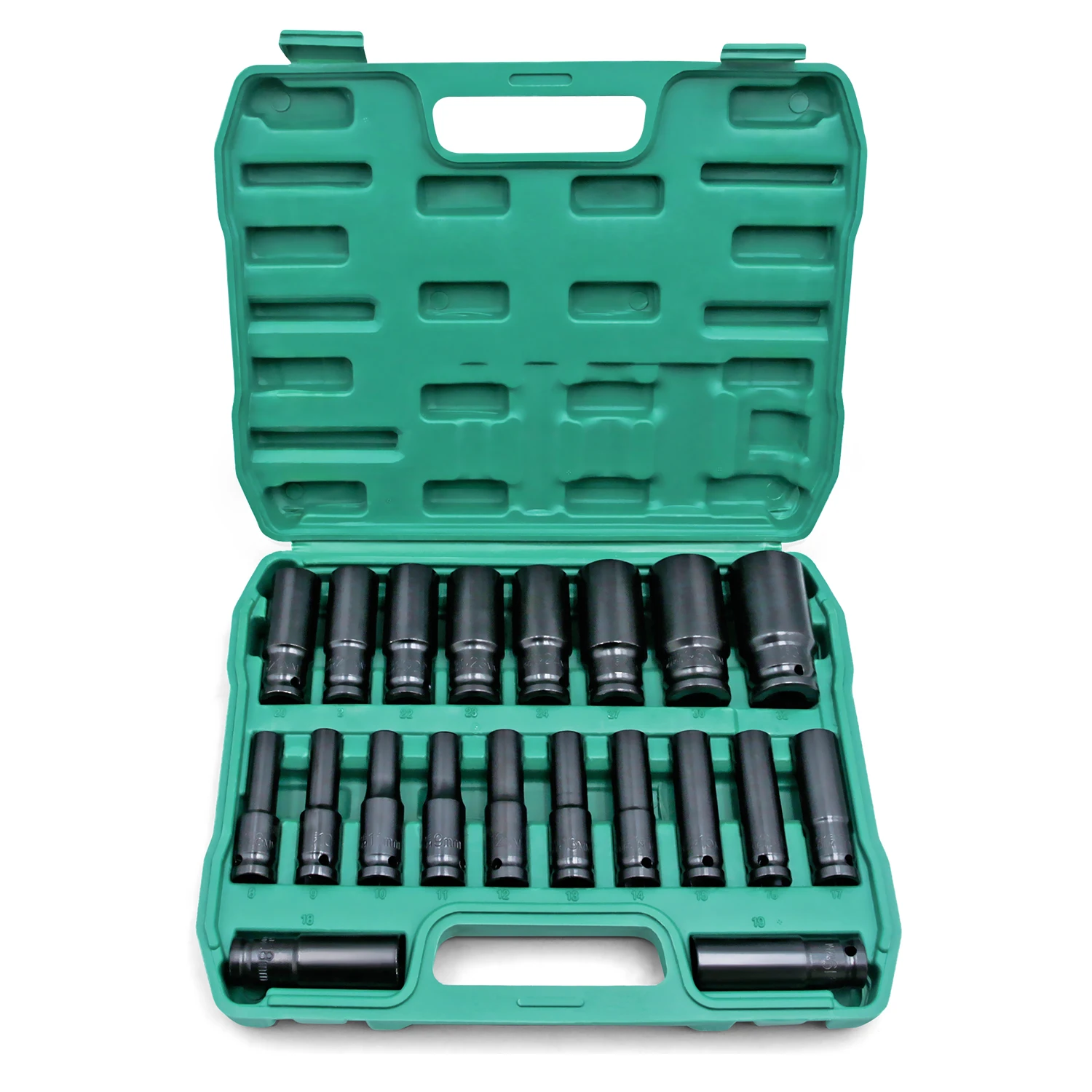

Набор ударных головок с приводом 1/2 дюйма, удлиненный набор головок для электрических ключей, шестиугольная ударная втулка 8-32 мм с ящиком для хранения, ручной инструмент