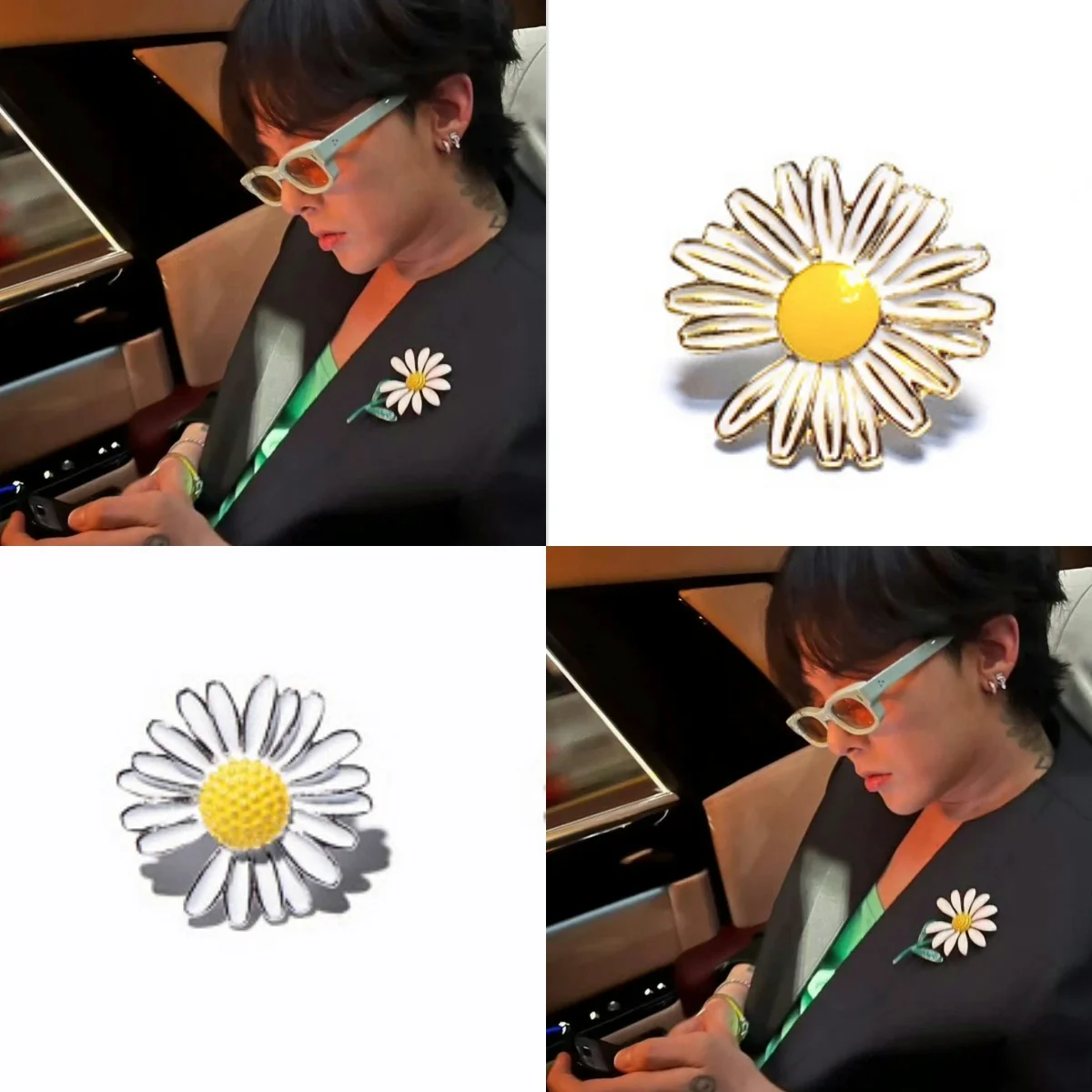 Kpop Hot Idol G-DRAGON Same Style Daisy Brooch Korean Trendy Accessories GD Original Flower Daisy Pin