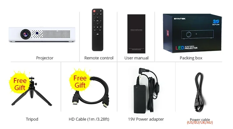 2025 OEM Byintek R19 Home Theater Projector WIFI Android 3D Mini Pico Video Mobile LED DLP Portable Smart Small Beam