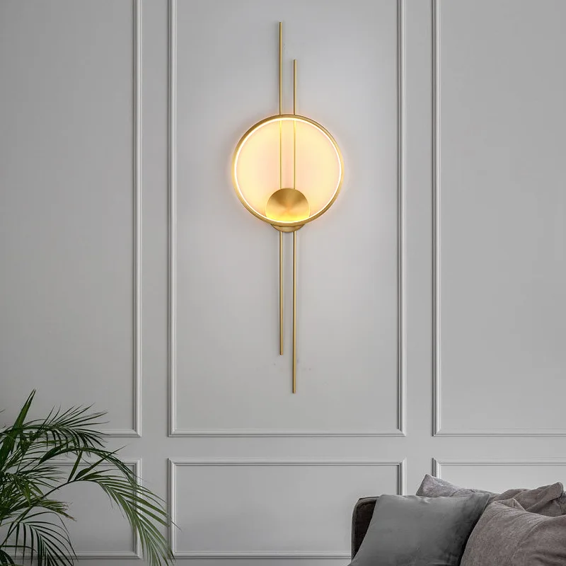 

New All Copper Long Strip Led Wall Lamp Bedroom Bedside Background Wall Light Nordic Living Room Staircase Corridor Lighting