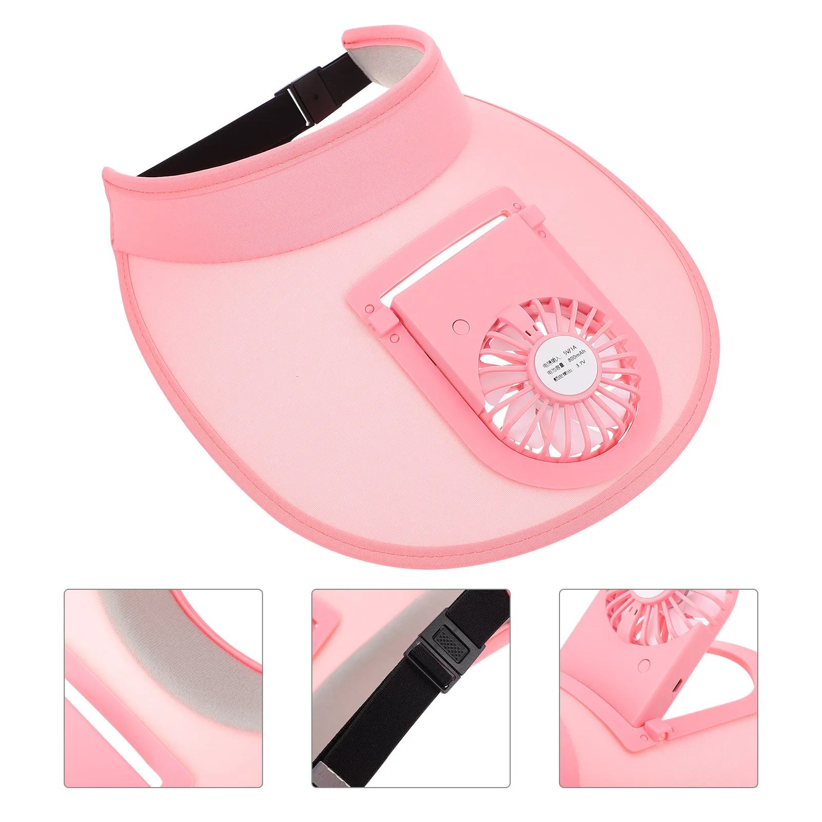1Pcs Rechargeable Visor Fan Sun Protection Cap Adjustable Size Three-Speed Cooling Fan Summer Outdoor Sports Travel