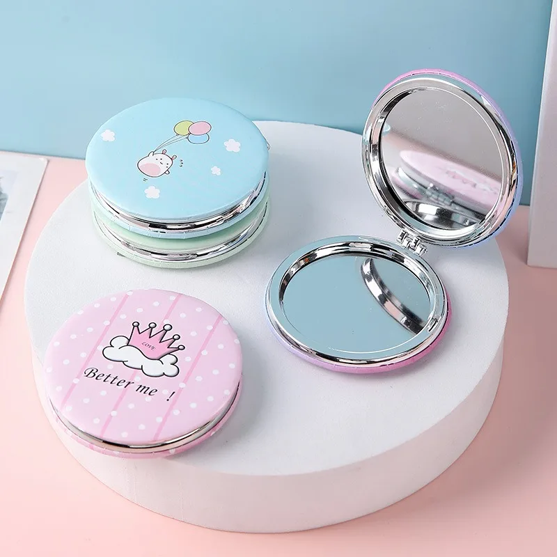Circular Makeup Mirror Portable Portable Student Pocket Folding Mirror Beauty Makeup Makeup Princess Circular Mirror