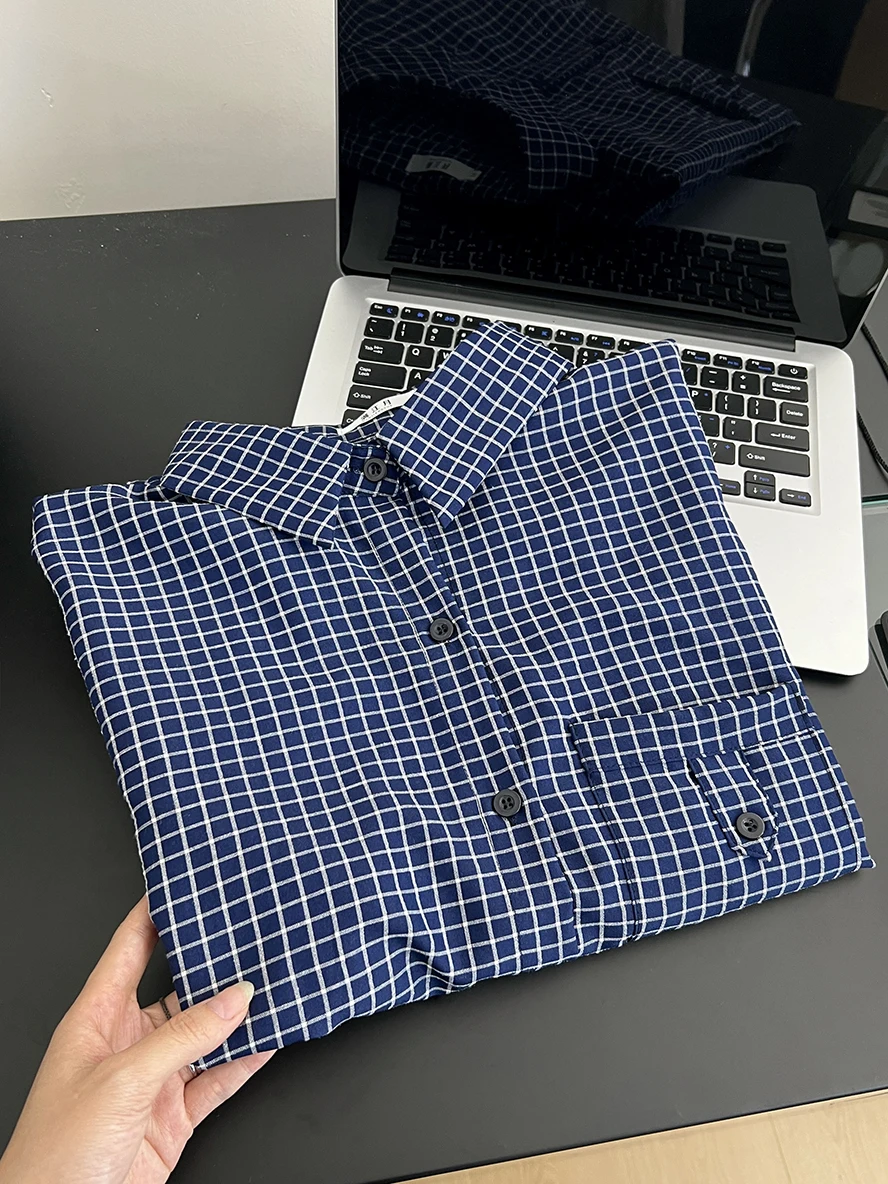 เสื้อเชิ้ตผู้หญิงสไตล์วินเทจ แขนยาว ลายสก็อต ทรงโอเวอร์ไซส์ แฟชั่นฤดูใบไม้ร่วง ฤดูหนาว เสื้อทรงหลวม ปกเสื้อแบบปกเชิ้ต เสื้อทรงหลวม