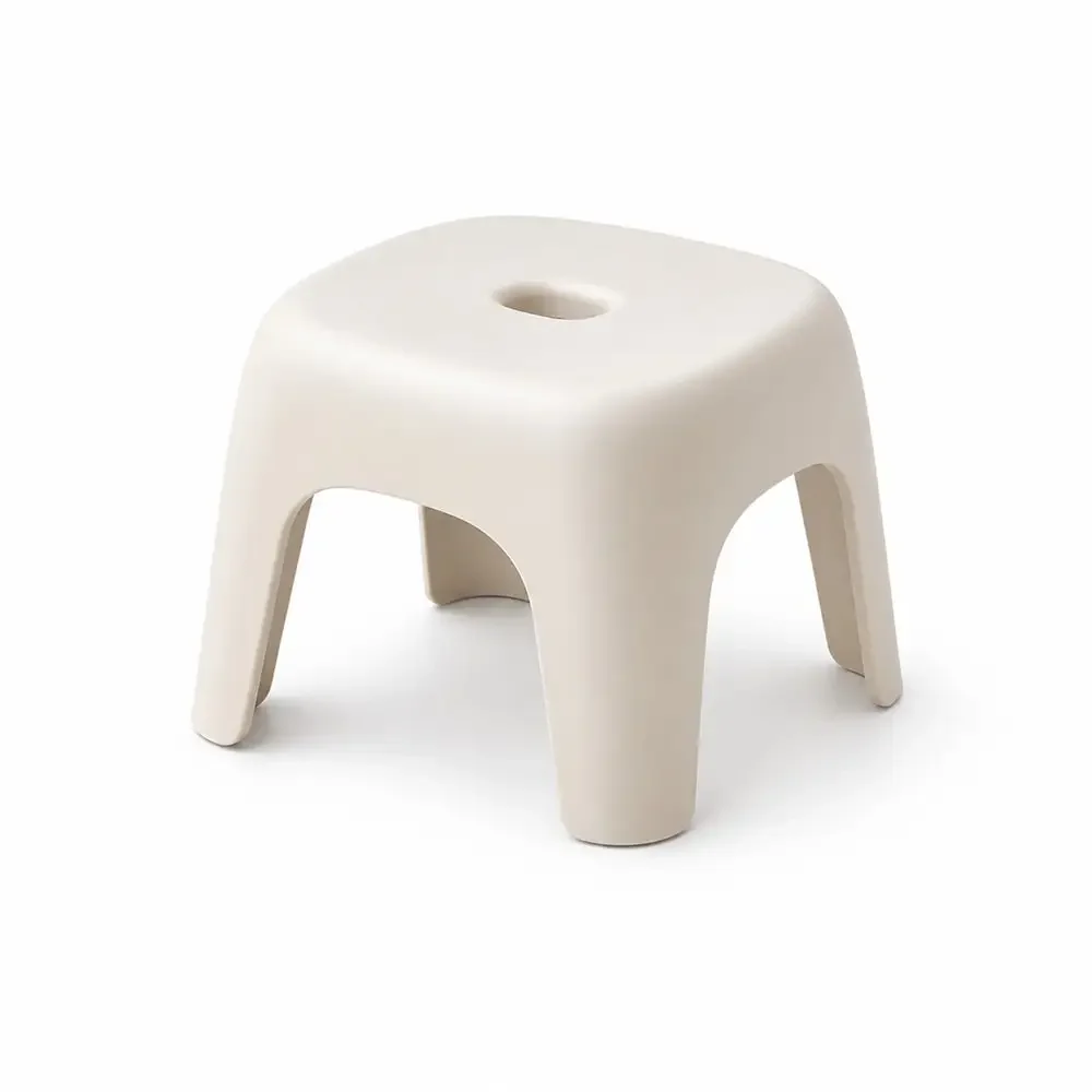 Cream Plastic Step Stool Two Sizes Kitchen Bathroom Bedroom Kids Adults Nonslip Household Helper Compact Stable Utility Seat