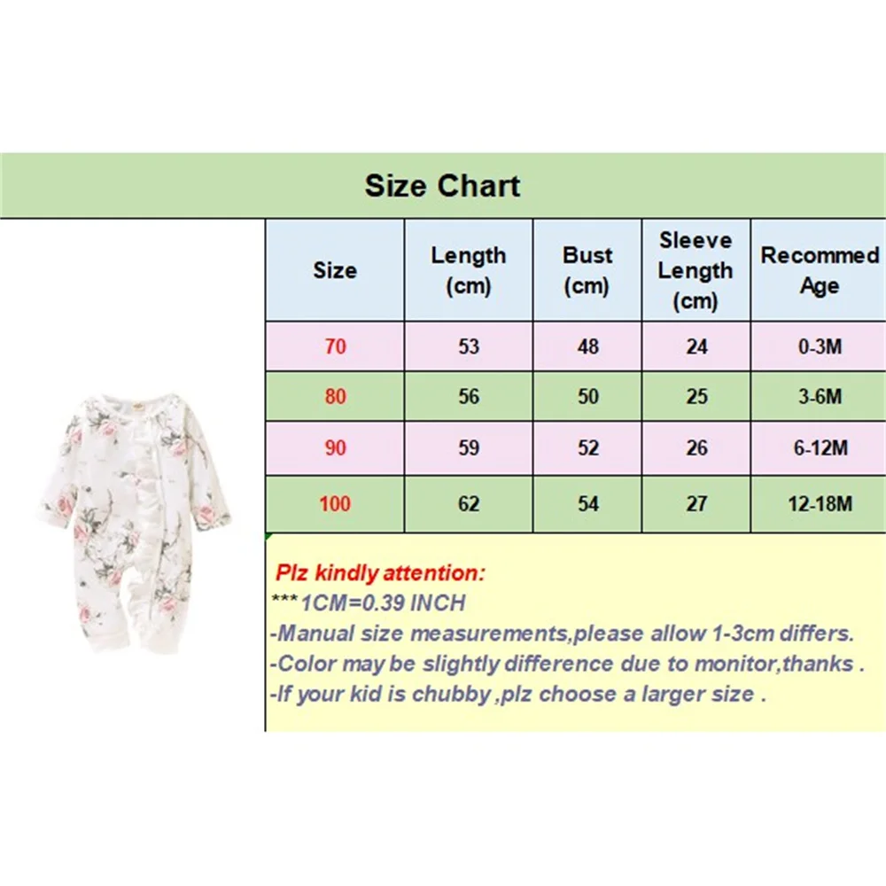 Newborn Baby Girl Romper Long Sleeve Spring and Autumn Jumpsuit Princess Little Girl Floral Bodysuit for Infant 0-18 Months