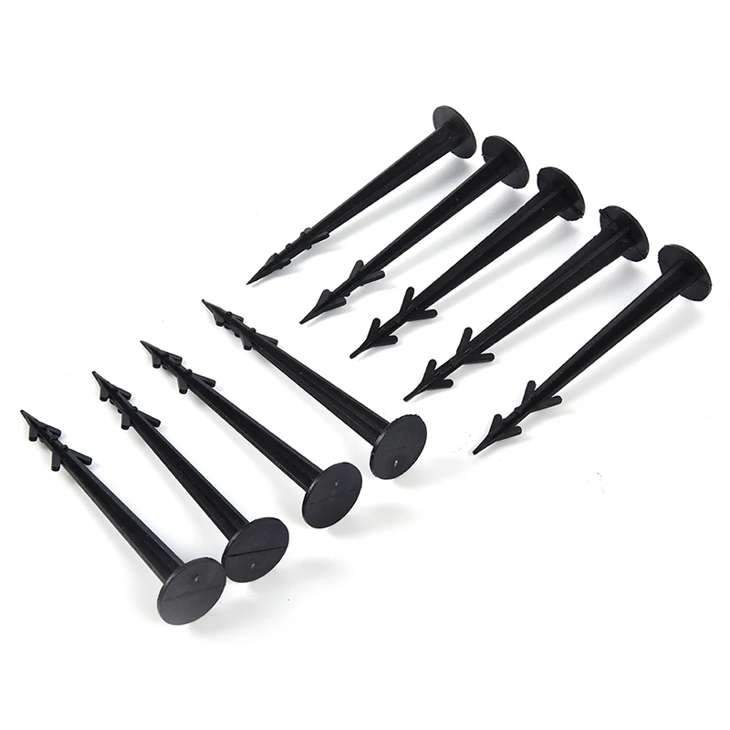 50 pezzi di plastica nera per pali da giardino, picchetti fissi per chiodi a terra, rete anti-insetti