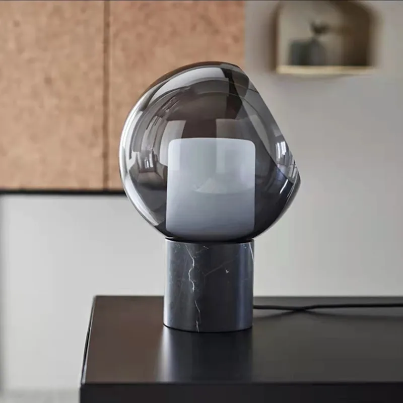 

Nordic Modern Floor Lamp Personalized Marble Glass Lampshade LED Table Lamp Study Cafe Hotel Bedroom Bedside Embellish Desk Lamp