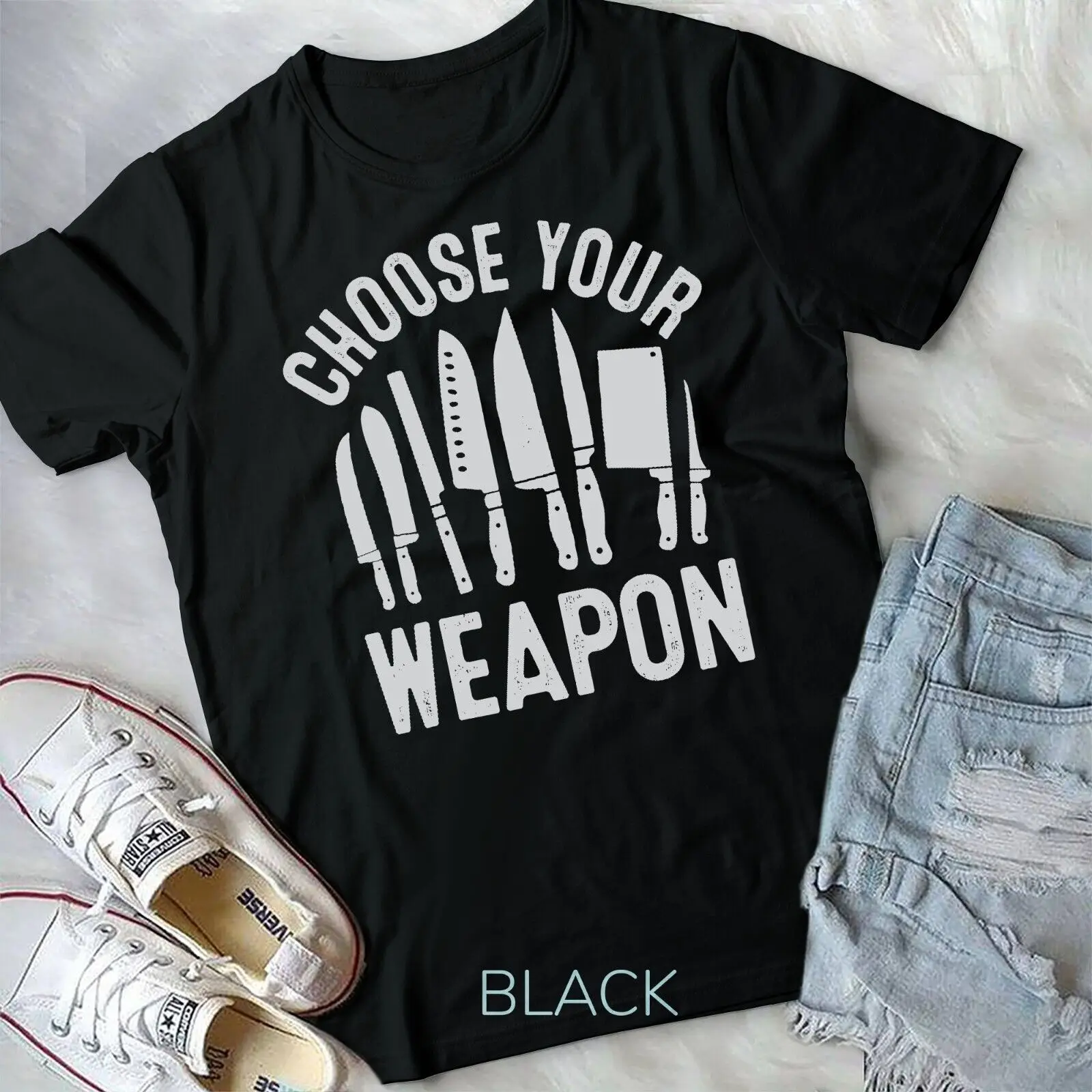 Chef Choose Your Weapon Funny Cook Kitchen Cooking Tools Unisex T-shirt