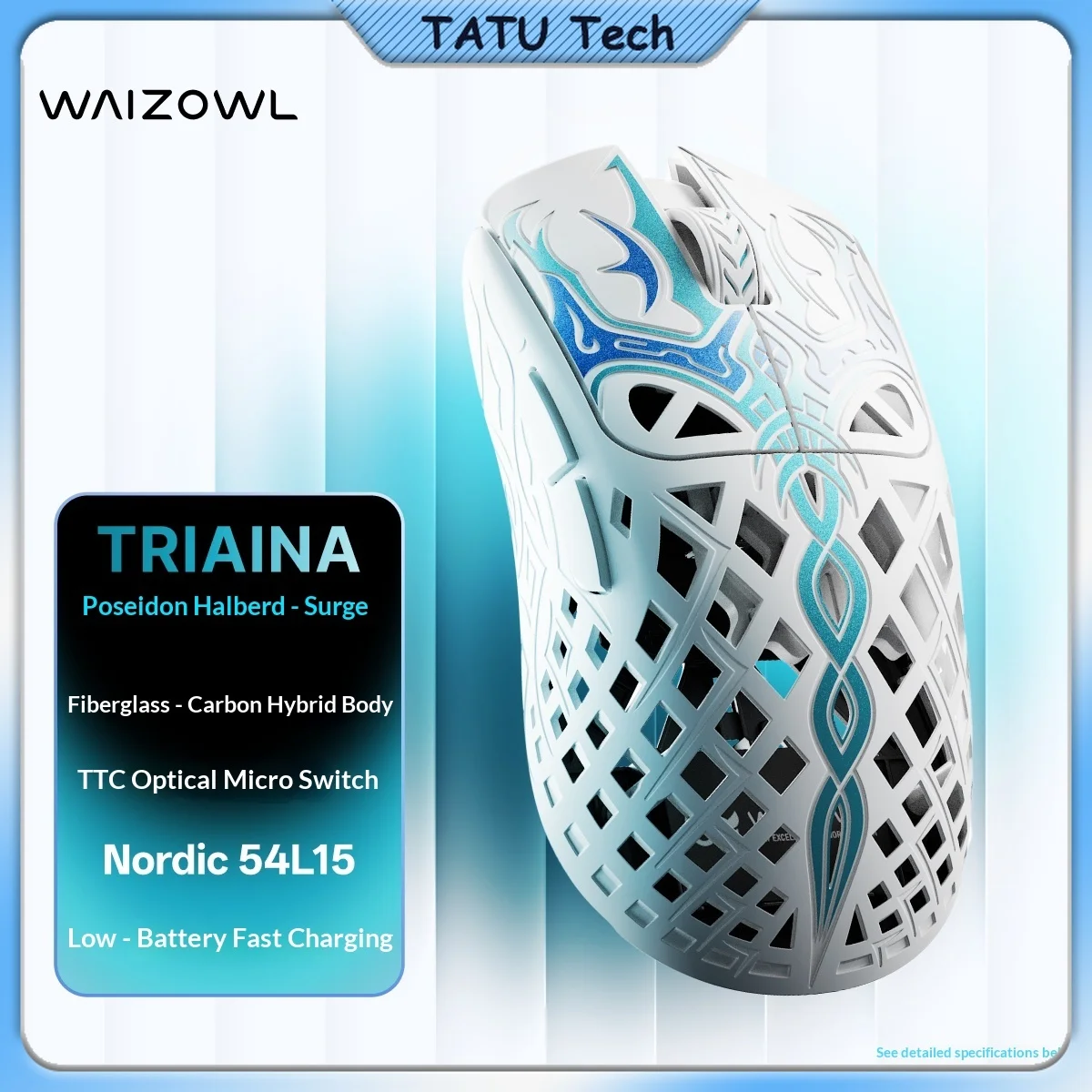 Waizowl TRIAINA Ultra Lightweight Wireless Ergonomic Gaming Mouse 8K Polling Rate For VALORANT Delta Force FPS E-Sports