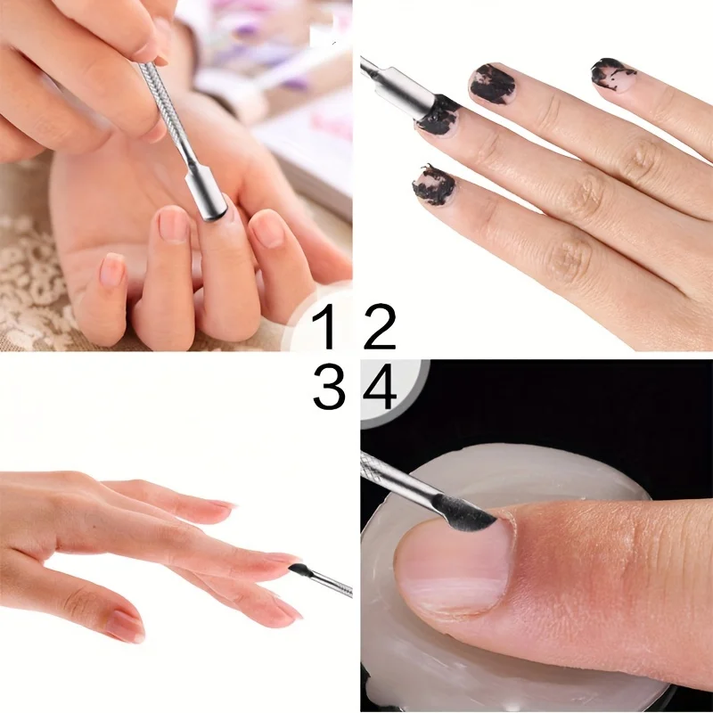 3-10 Stück Edelstahl Nagelkunst-Reinigungswerkzeuge, Nagelhautschieber, Metall-Doppelseitiger Löffel, Entferner-Set, Nagelhautentferner für Maniküre – Detail 8