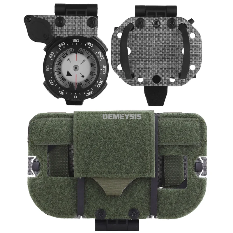 Tactical MOLLE Mobile Phone Holder with Compass GPS Navigation Board Foldable Hunting Airsoft Vest Plate Carrier Accessories