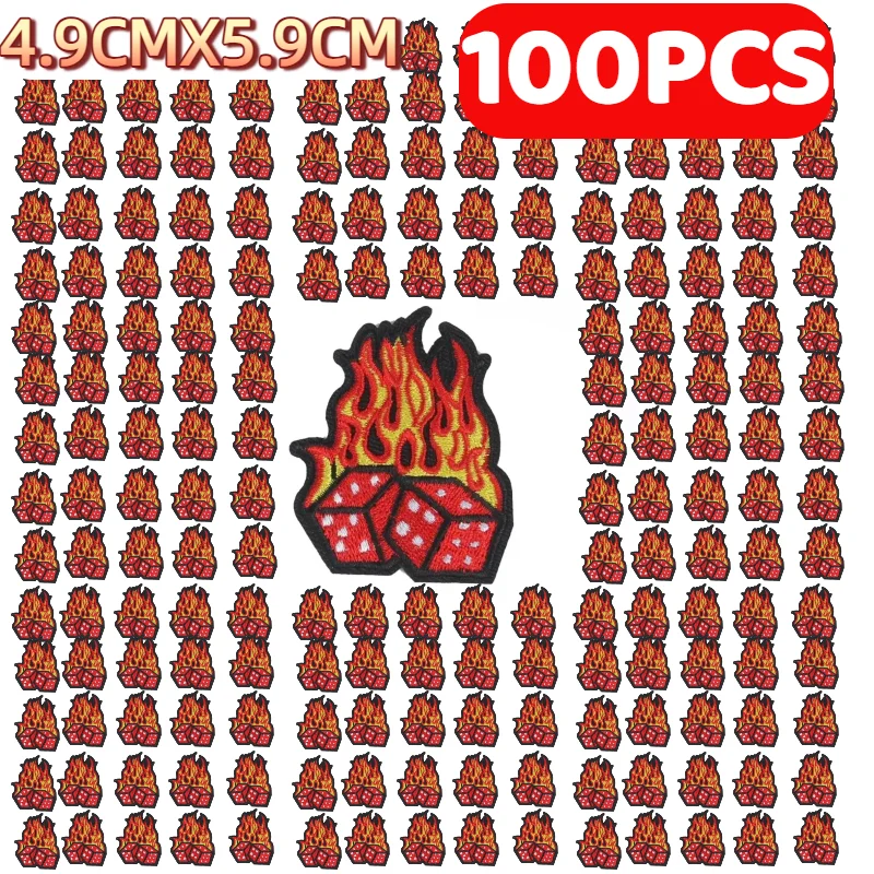 

10/50/100 шт. европейские и американские панк-пламенные кости для покера Alexander, тканевая наклейка с вышивкой, клей, аксессуары для одежды «сделай сам»