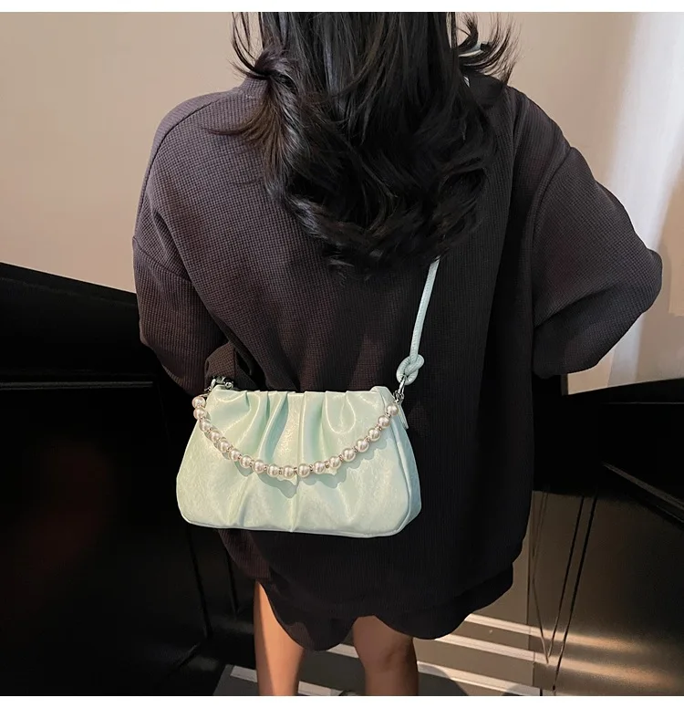 

‌2025 Korean Sweet Pleated Shoulder Bag - Fresh Women's Messenger Purse Cute Commuter Bag Fashion Foreign Style‌
