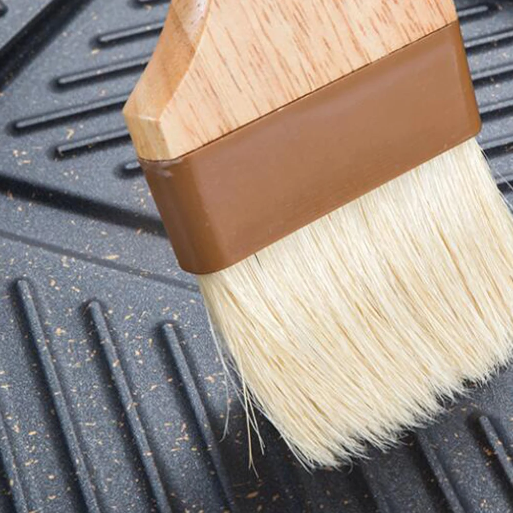 

1pc BBQ Baking Wooden Handle Heat Resistant Kitchen Cooking Brush Grill Barbecue Accessories Natural Wool Oil Brush Hanging