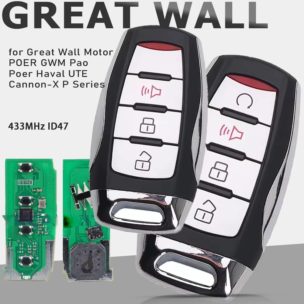 

KEYECU для Great Wall Haval Pao POER GWM Haval Пикап серии P ASK 433 МГц ID47 Keyless Go Smart Remote Car Key